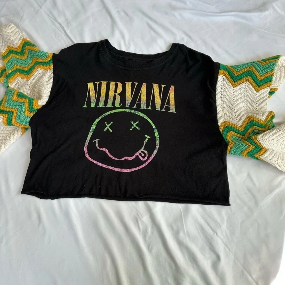 PENNY LANE REWORKED NIRVANA TEE W/CROCHETED SLEEVES - Picture 8 of 8